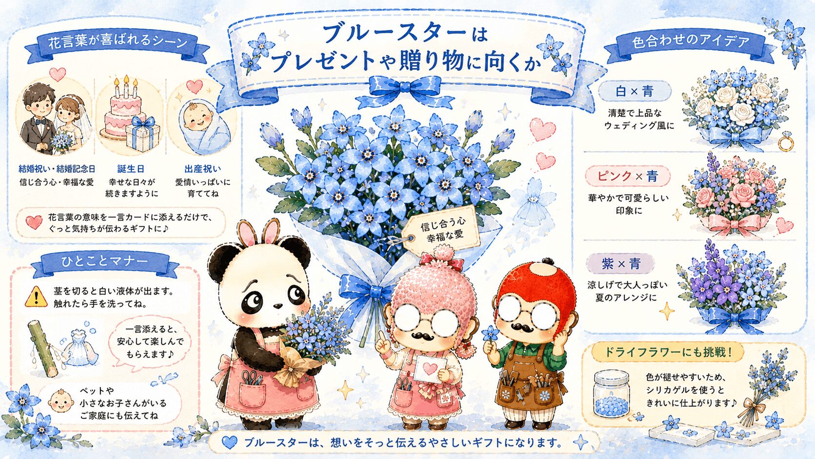 ブルースターの花言葉を活かす贈り方