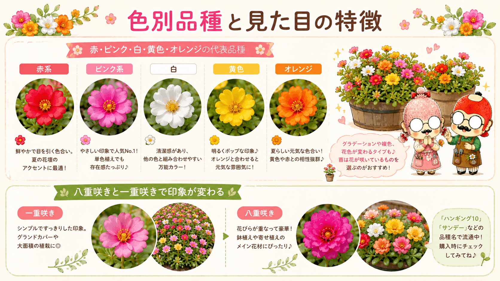 ポーチュラカの色別品種