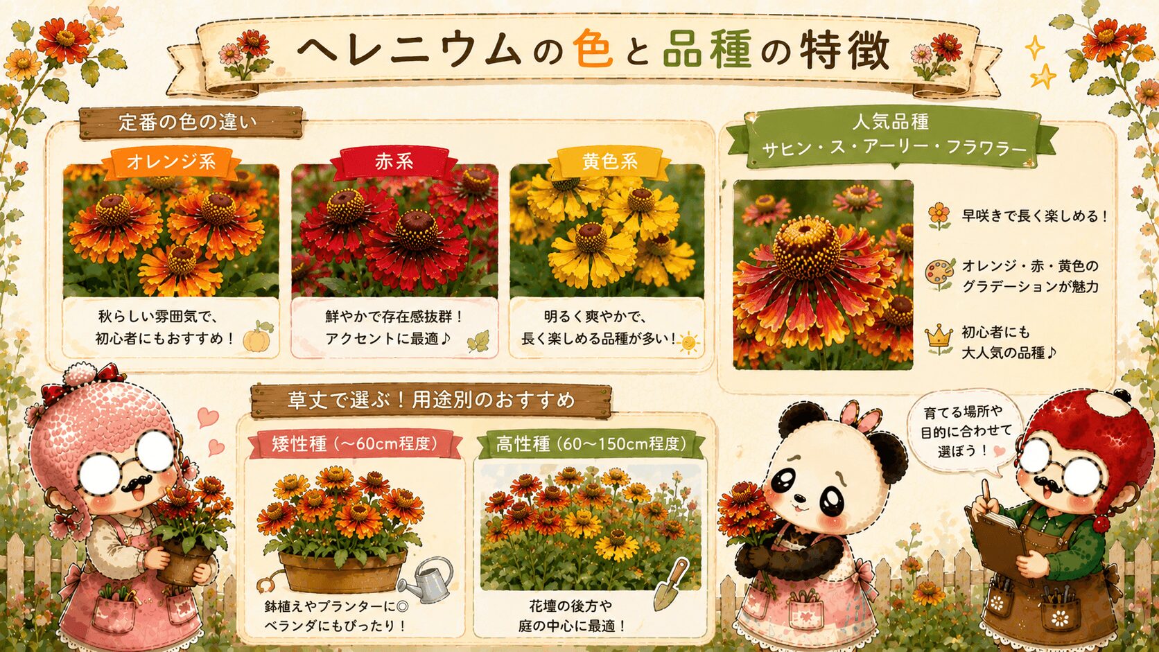 ヘレニウムの色と品種
