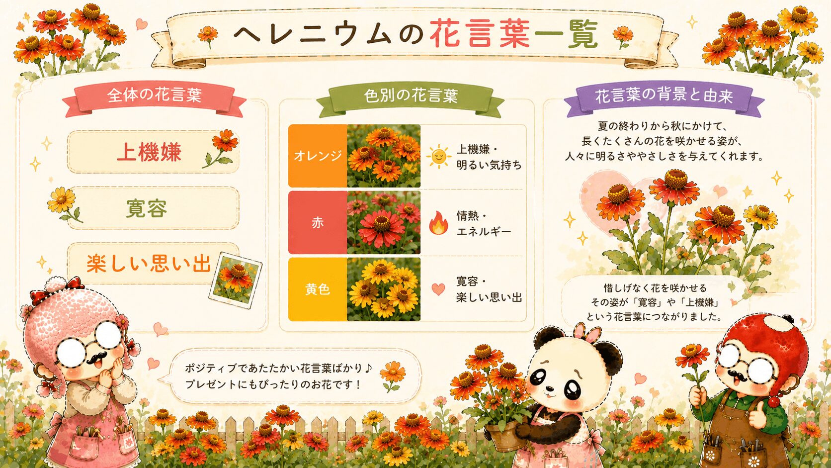 ヘレニウムの花言葉一覧