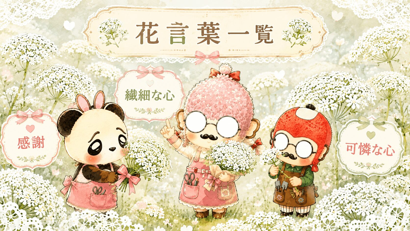 レースフラワーの花言葉一覧