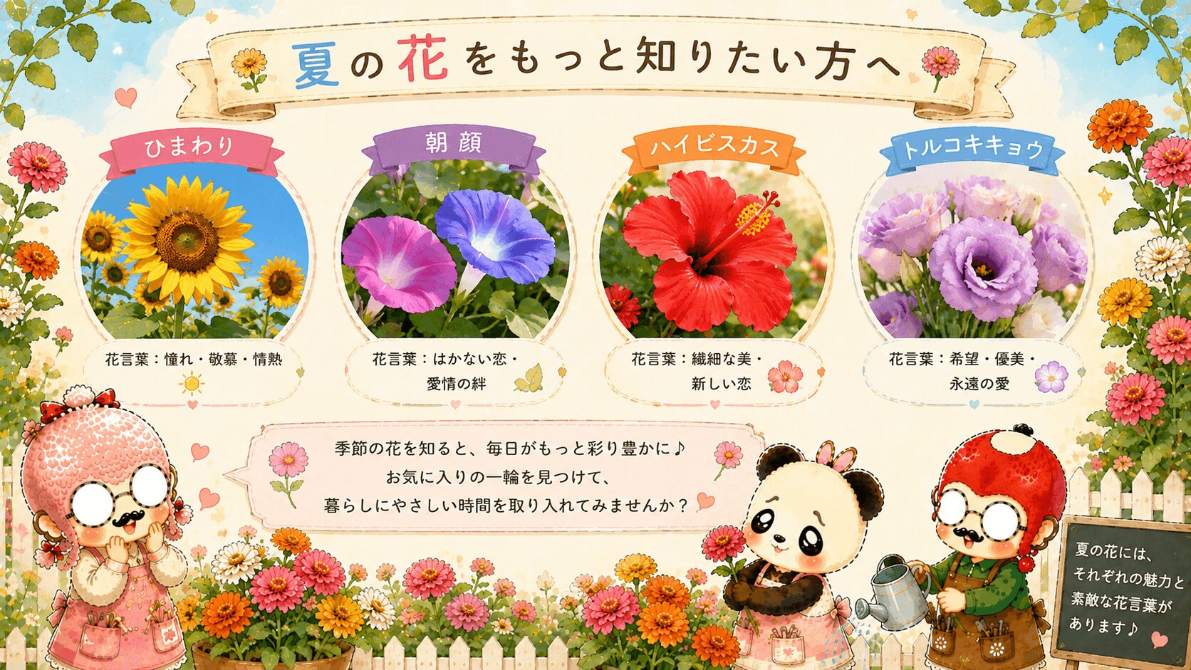 百日草と夏の花