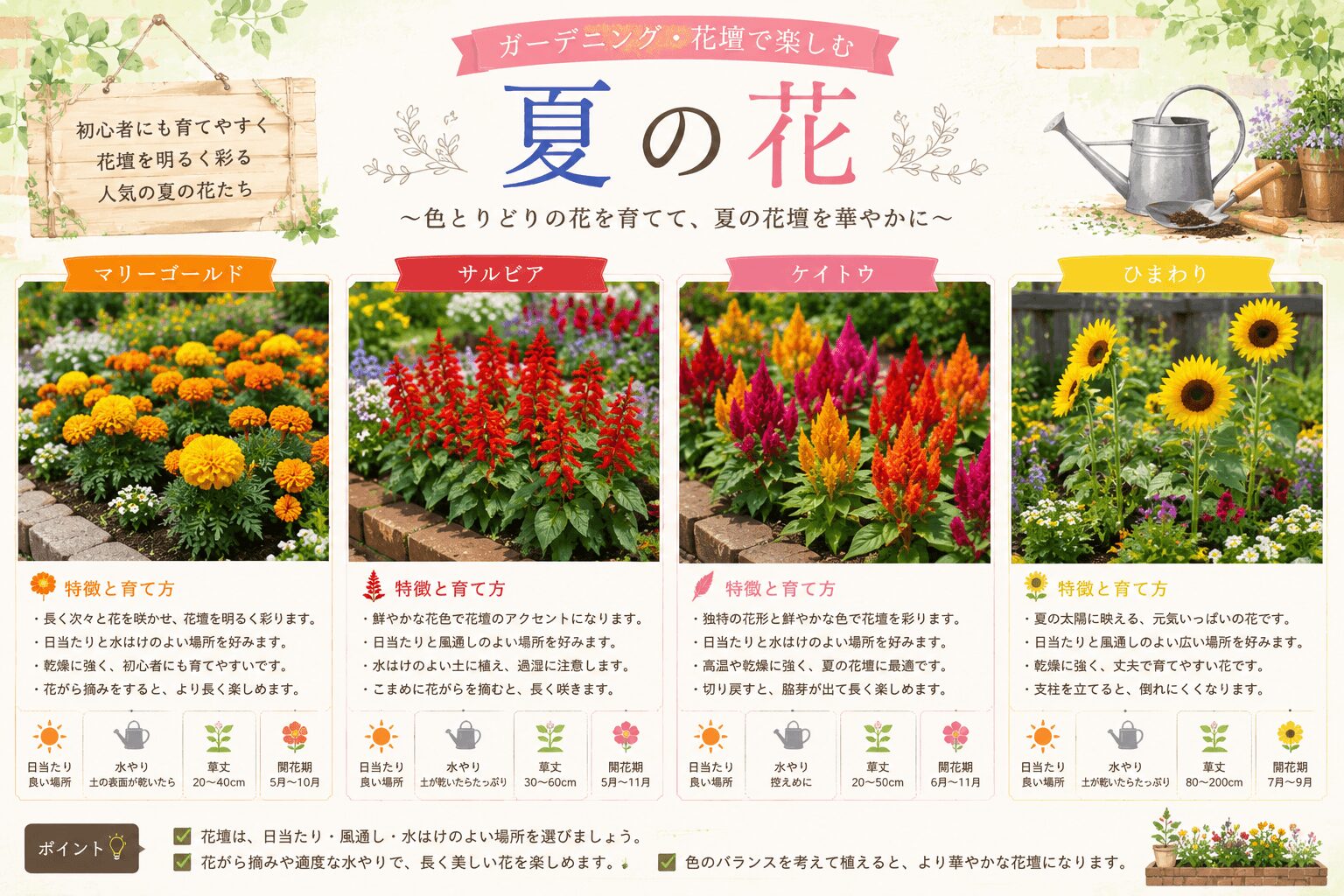 ガーデニング・花壇で咲く夏の花