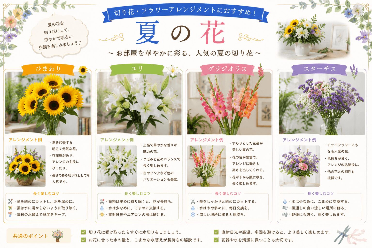 切り花・フラワーアレンジメントにおすすめの夏の花