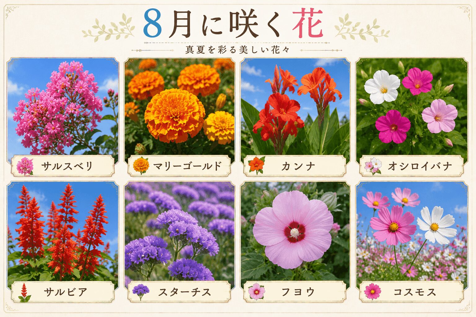 ８月に咲く花々
