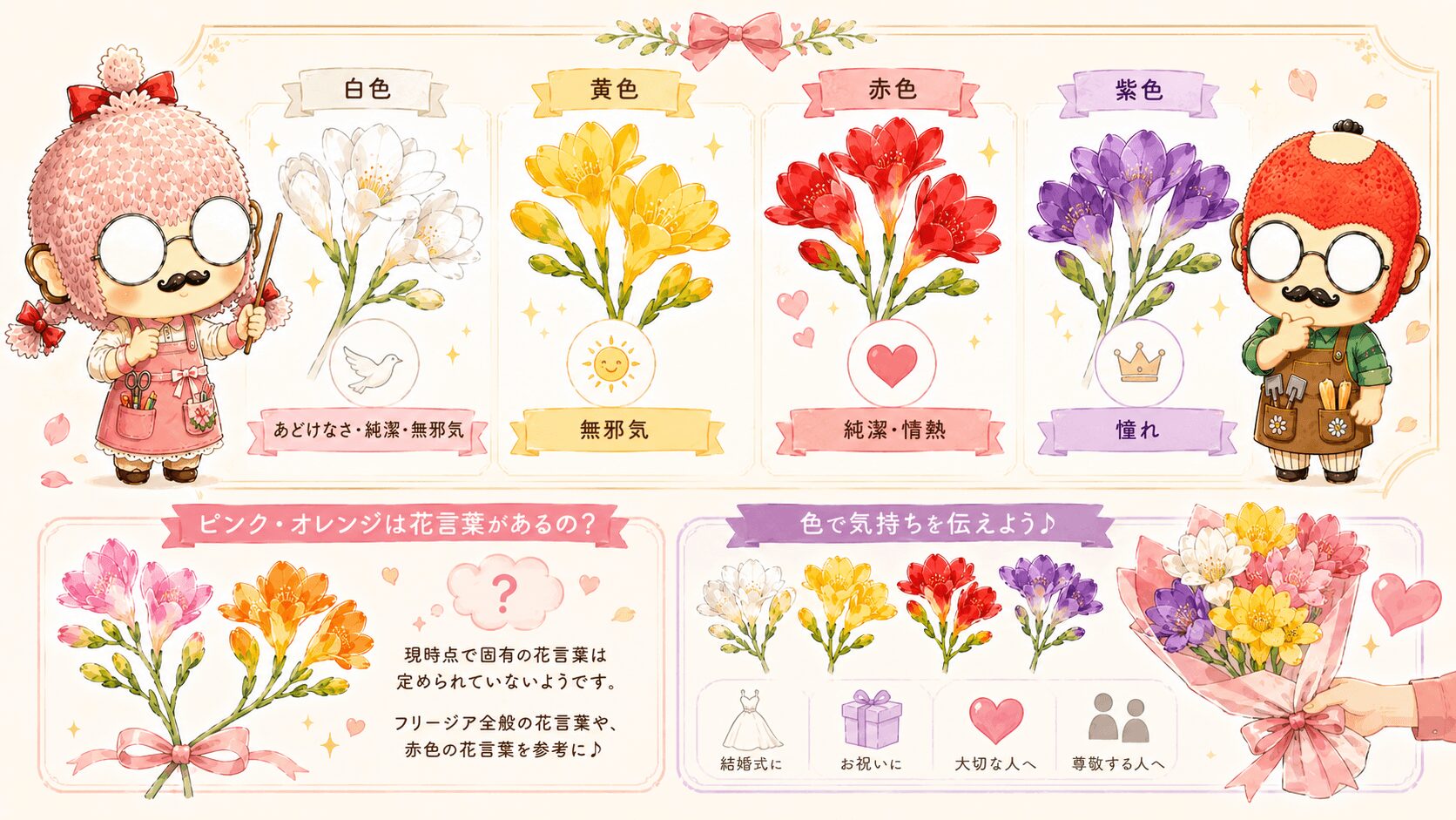 フリージアの色別の花言葉