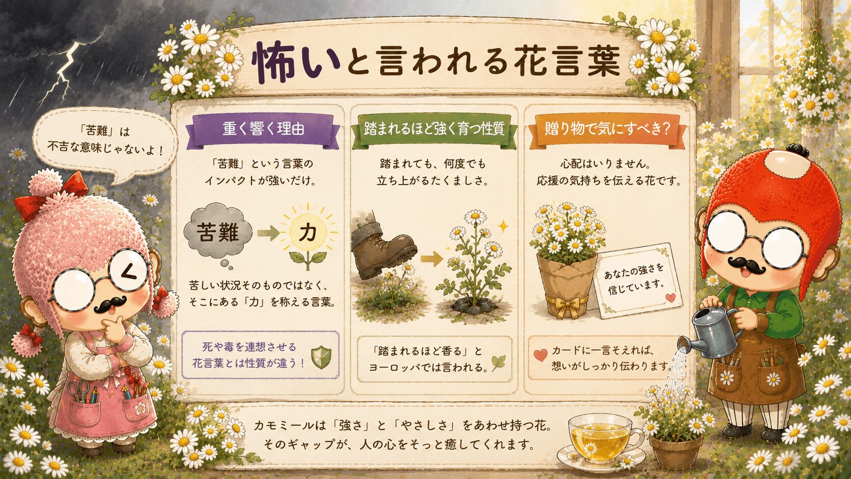 カモミールの怖いと言われる花言葉