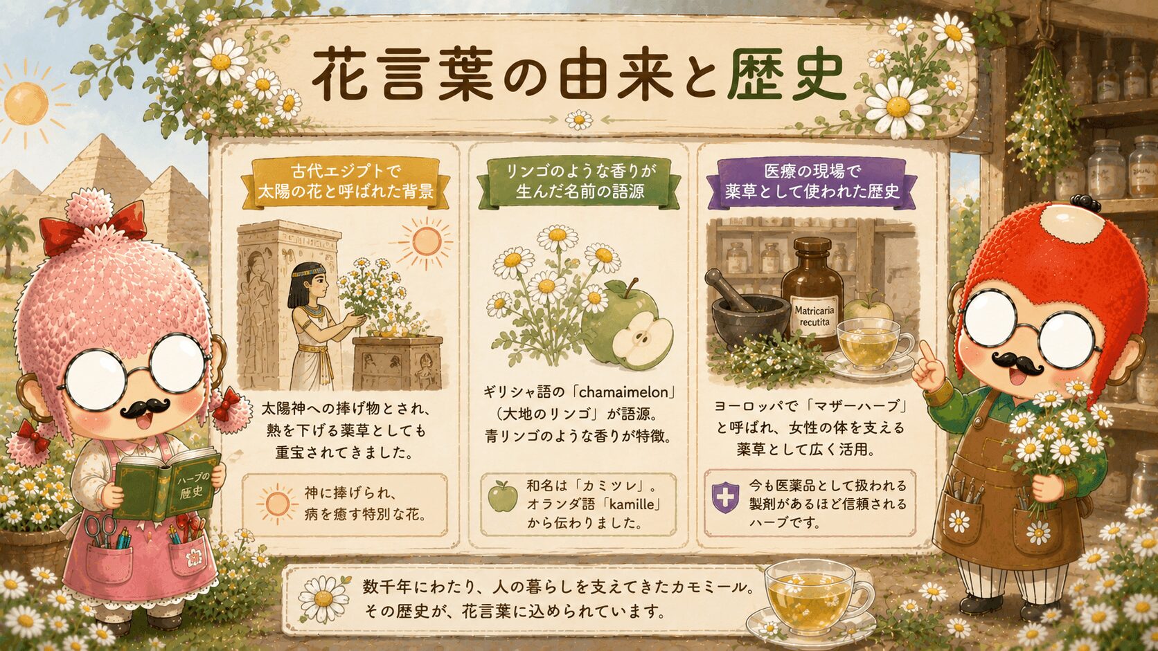 カモミールの歴史と花言葉