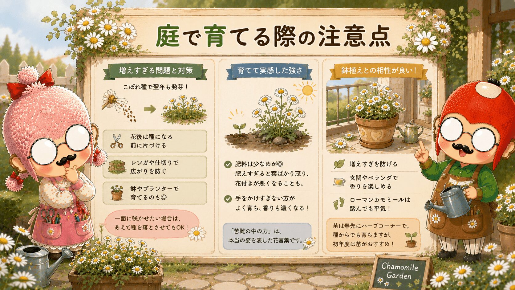 カモミールを庭で育てる際の注意点
