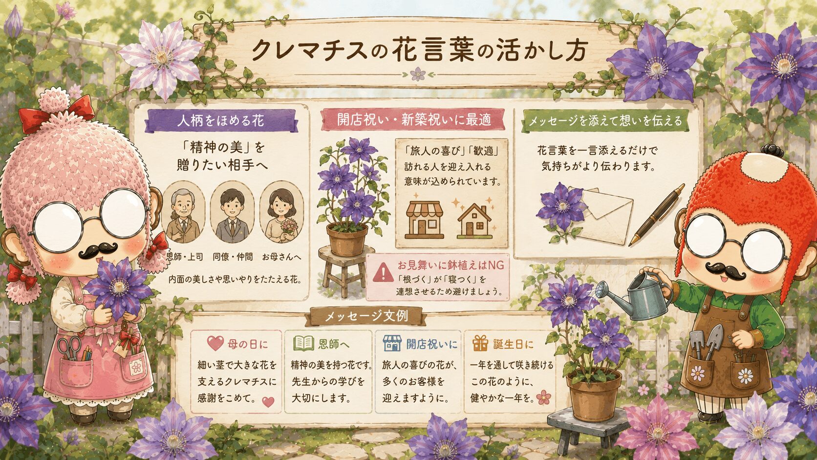 クレマチスの花言葉の活かし方