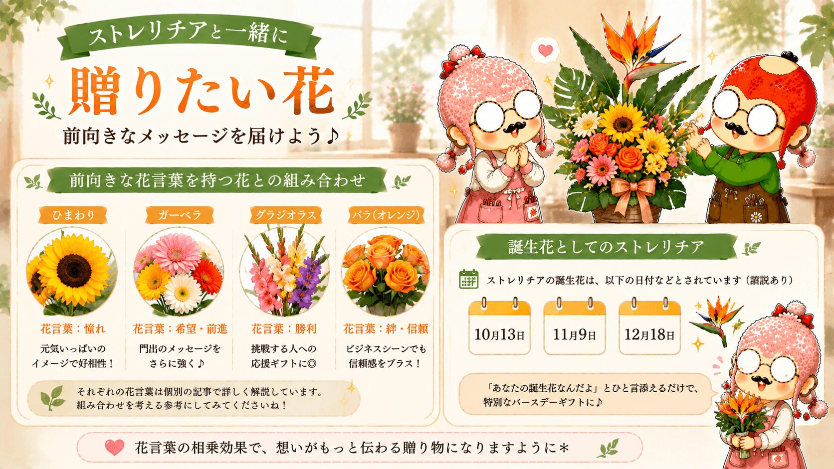 ストレリチアと一緒に贈りたい花々