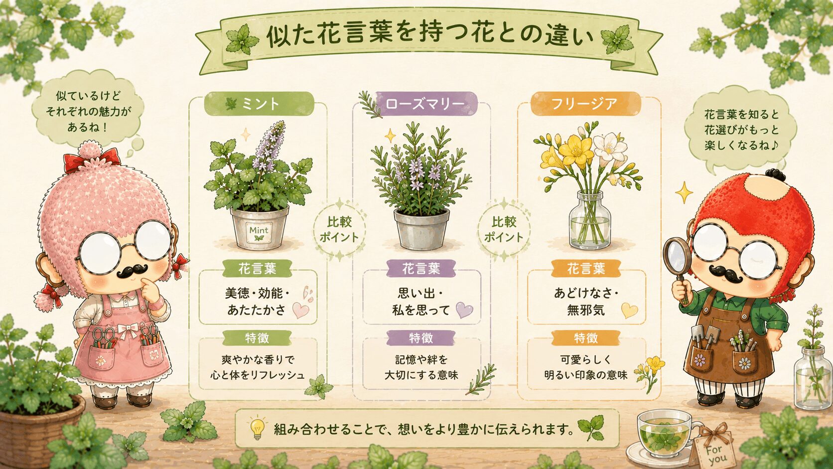 ミントの花言葉と似た花々