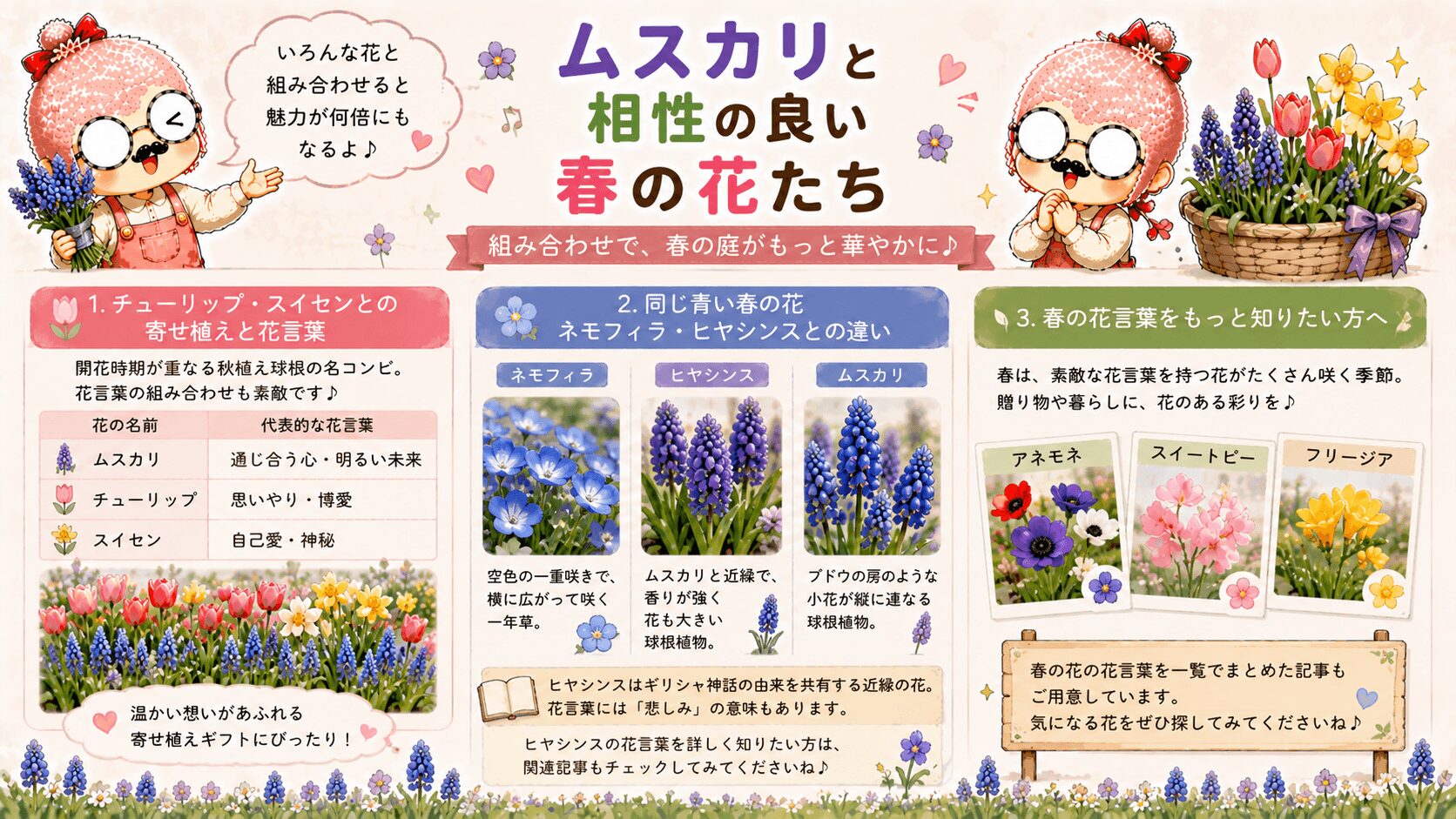 ムスカリと相性のいい花々
