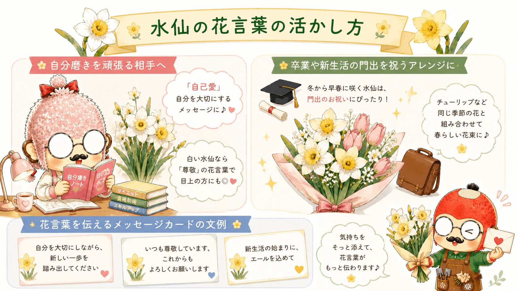水仙の花言葉の活かし方