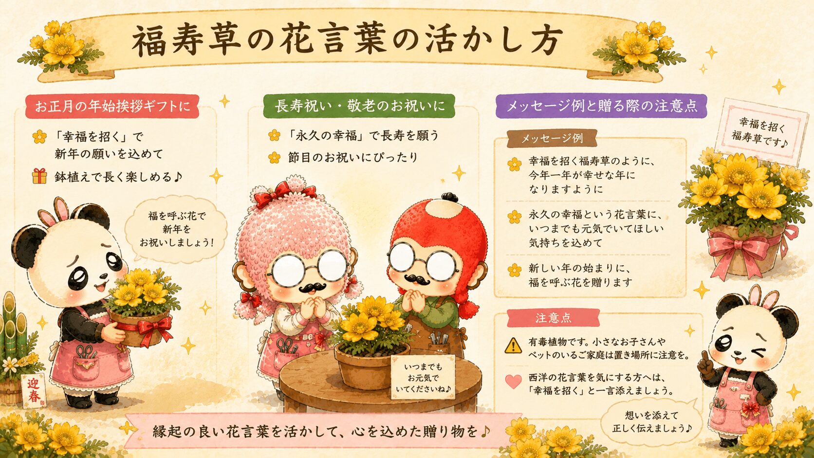 福寿草の花言葉の活かし方