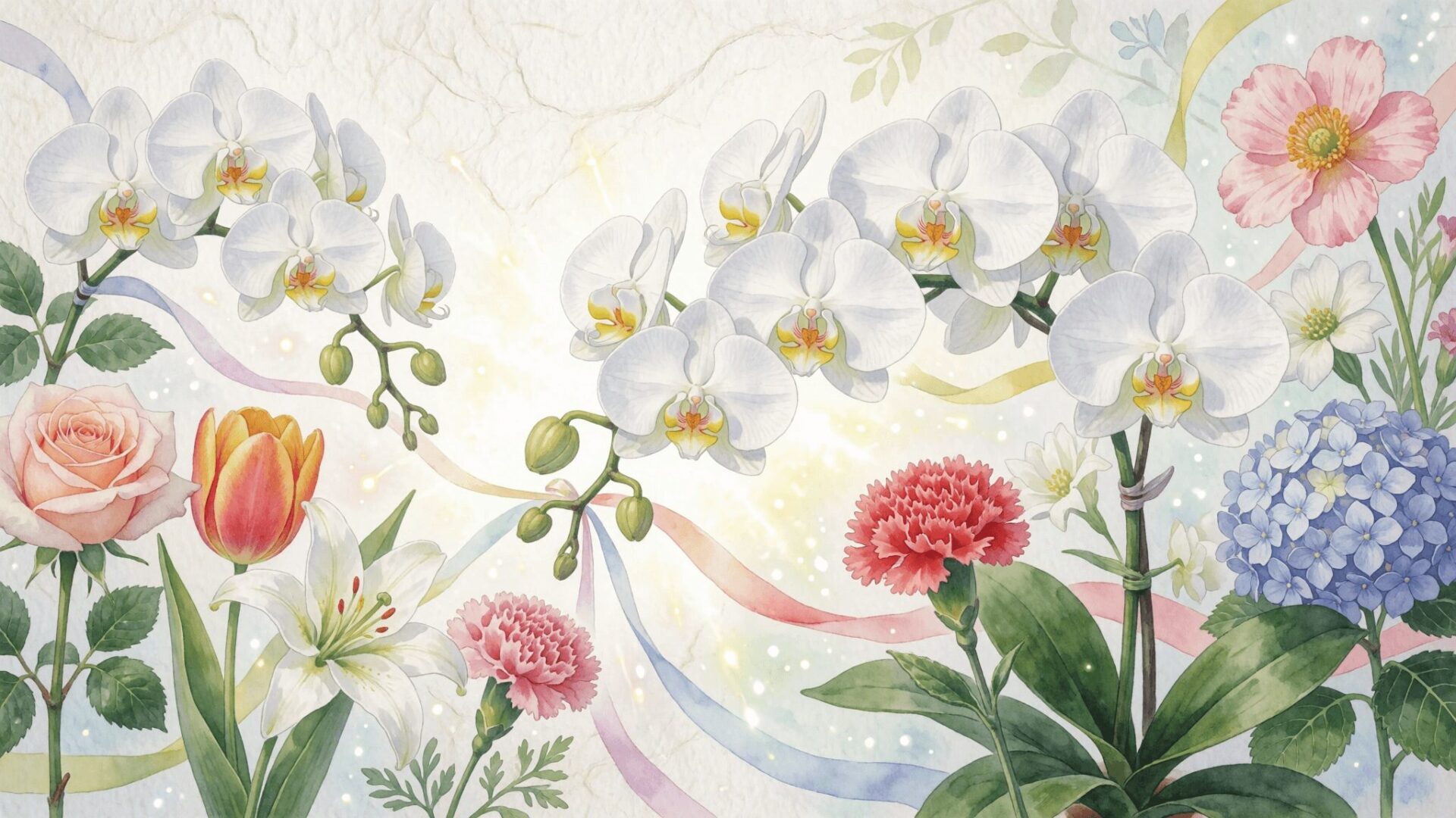 胡蝶蘭と他の花々
