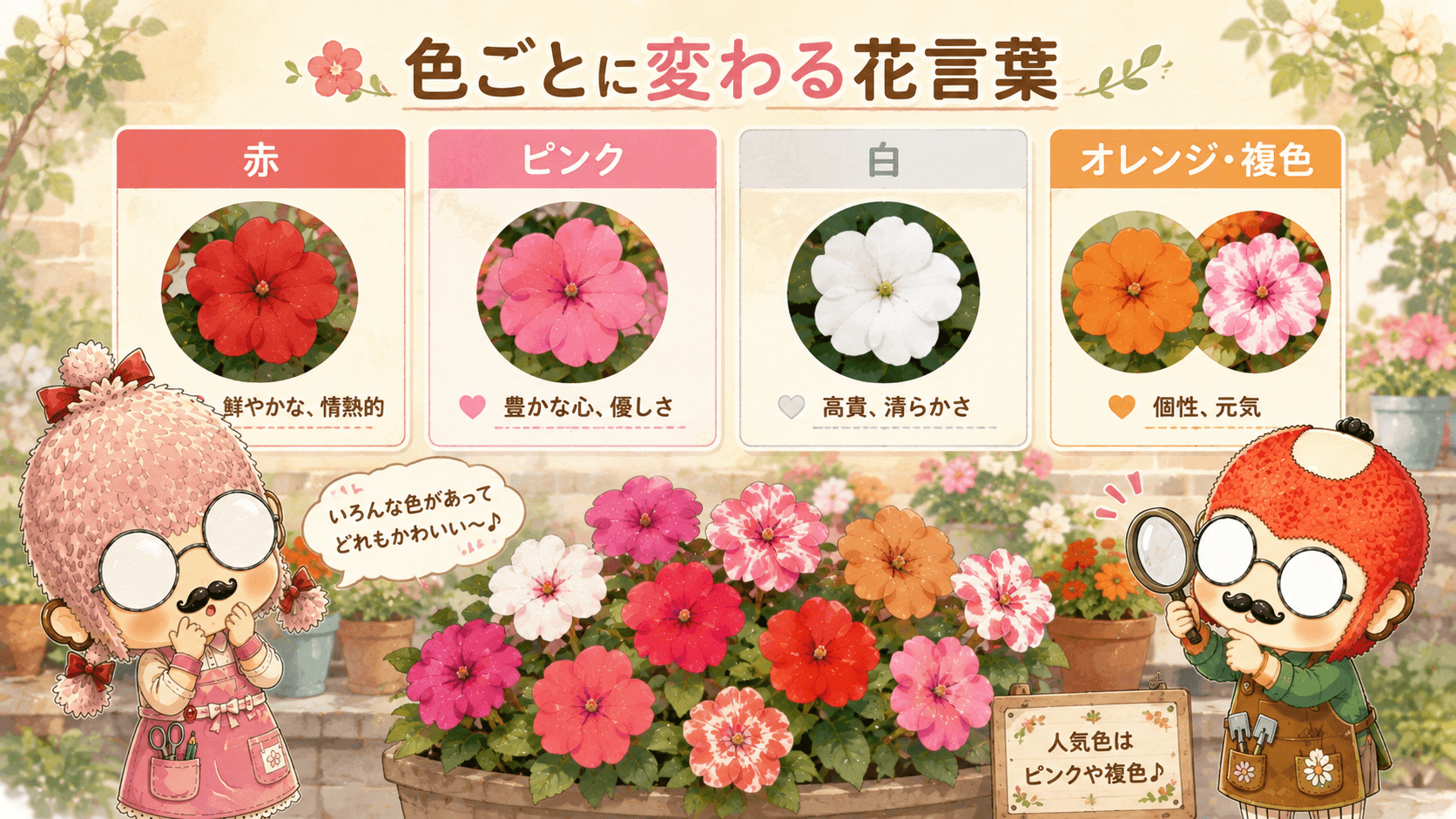 インパチェンスの色ごとに代わる花言葉