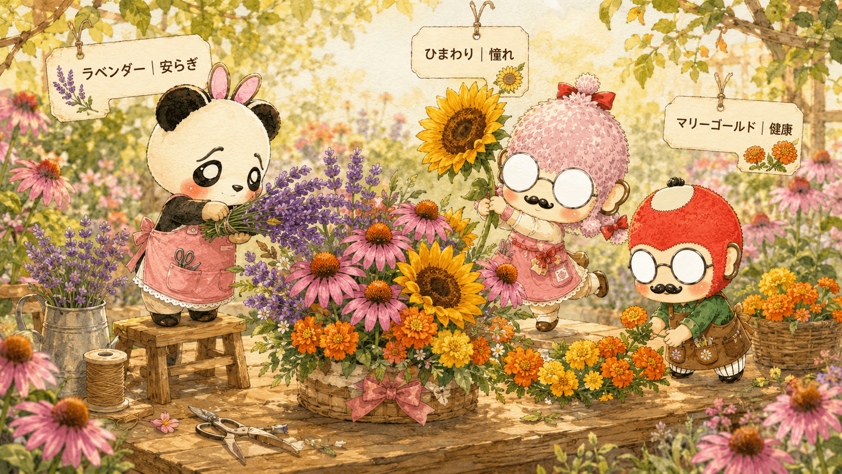エキナセアと花言葉の夏秋ブーケ