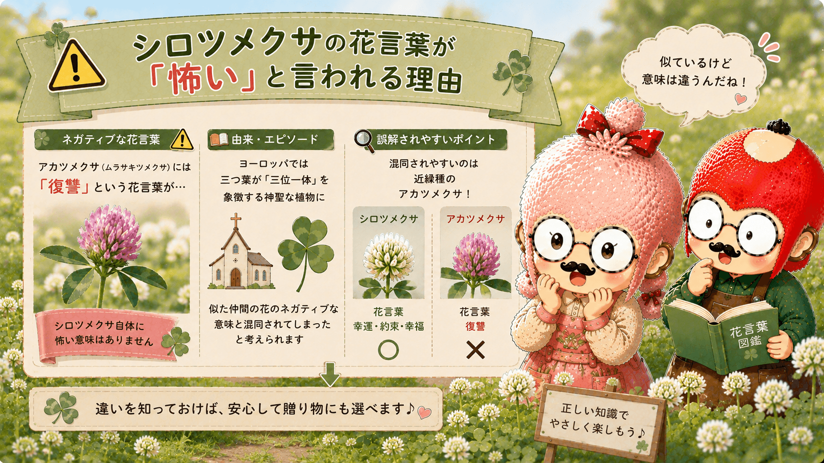 シロツメクサの花言葉が怖い理由