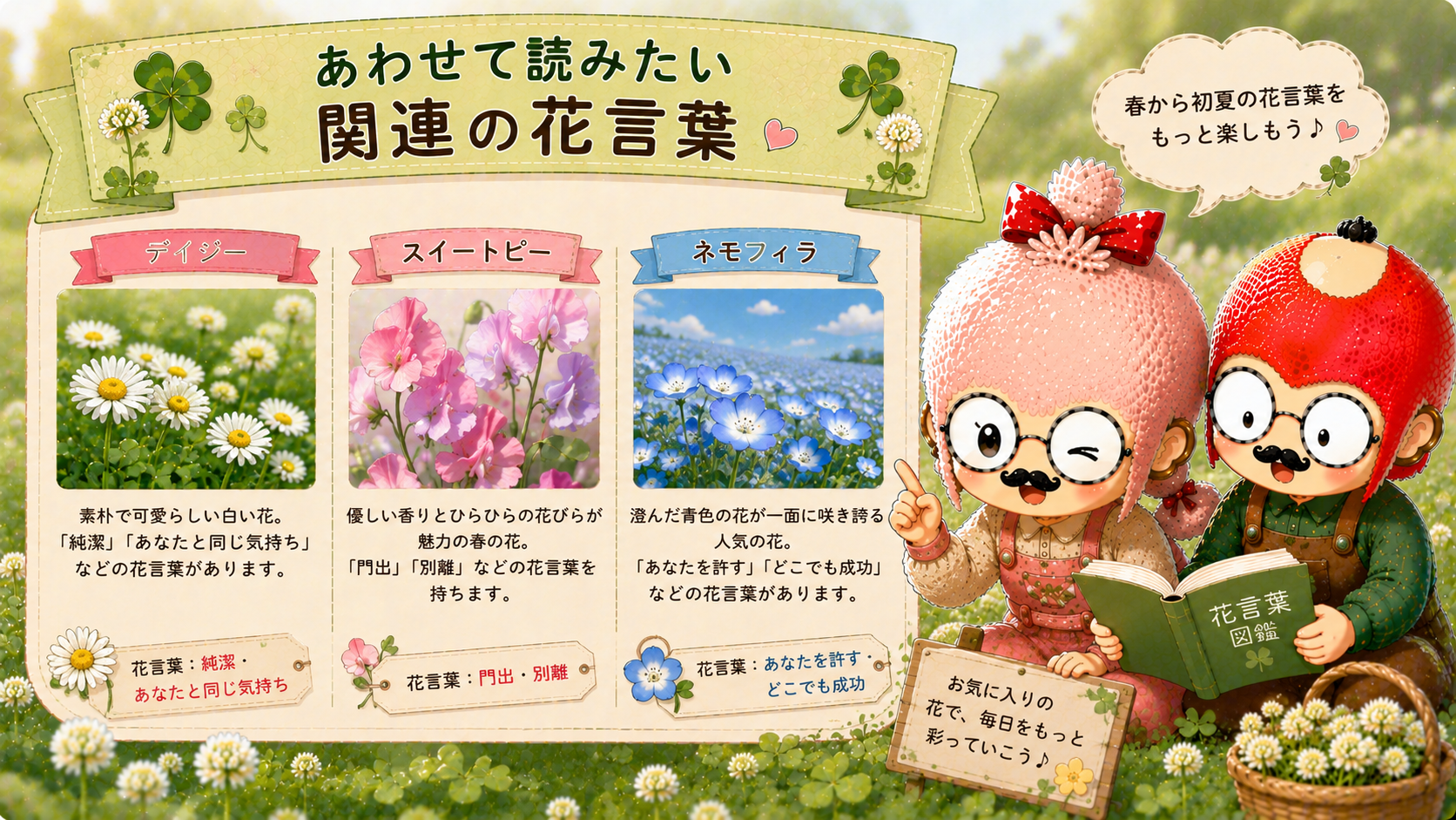 シロツメクサの花言葉に関連する花々