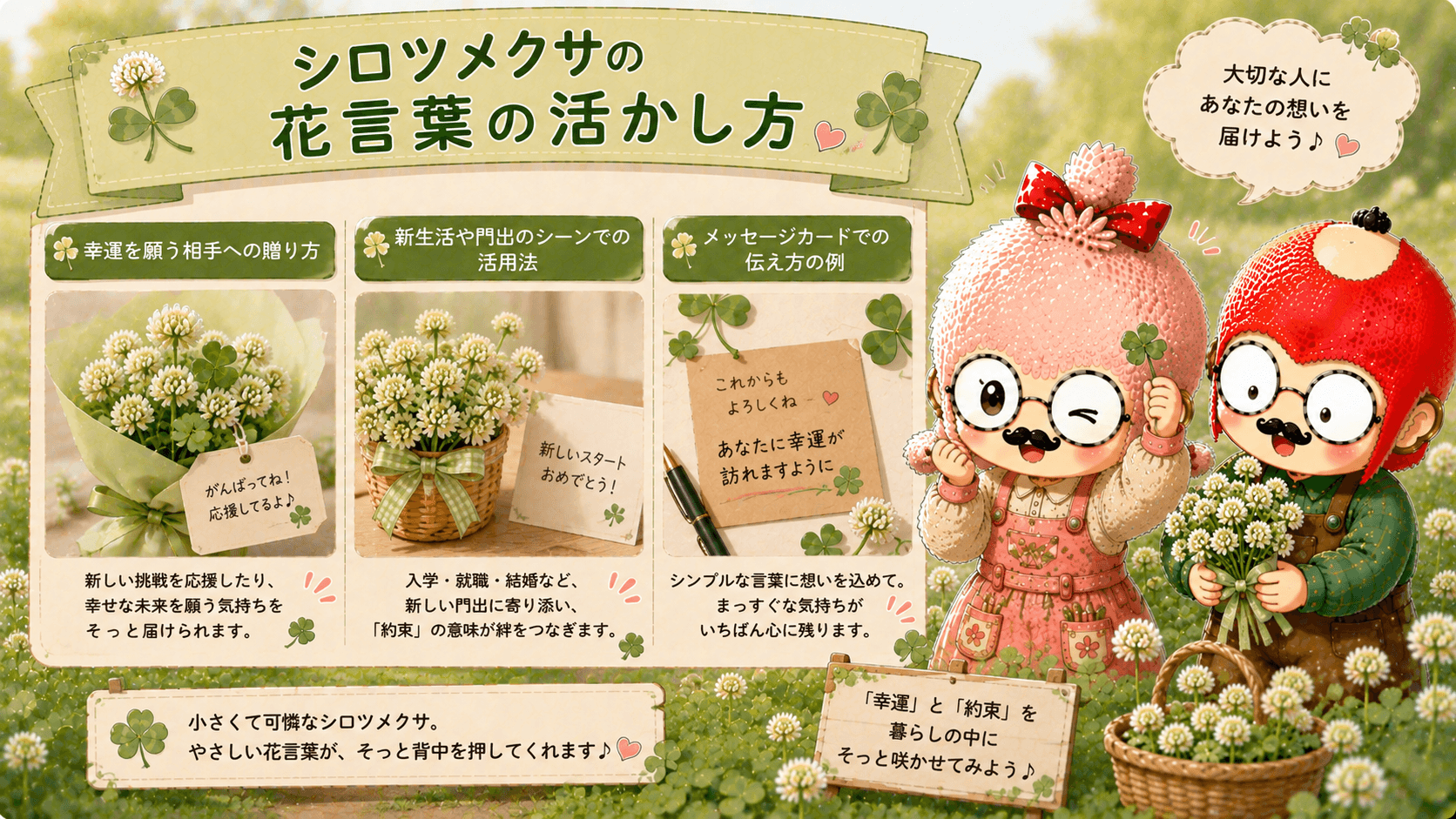 シロツメクサの花言葉の活かし方