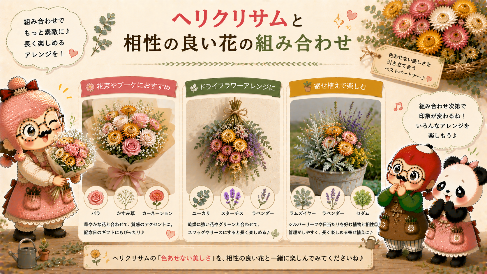 ヘリクリサムと相性の良い花々